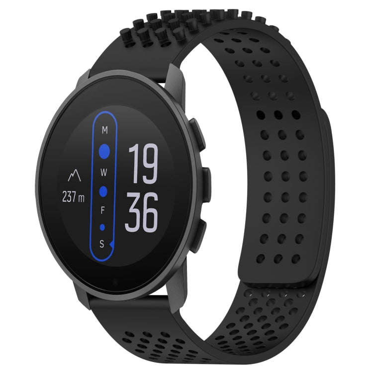 For  SUUNTO 9 Peak 22mm Holes Breathable 3D Dots Silicone Watch Band(Black)