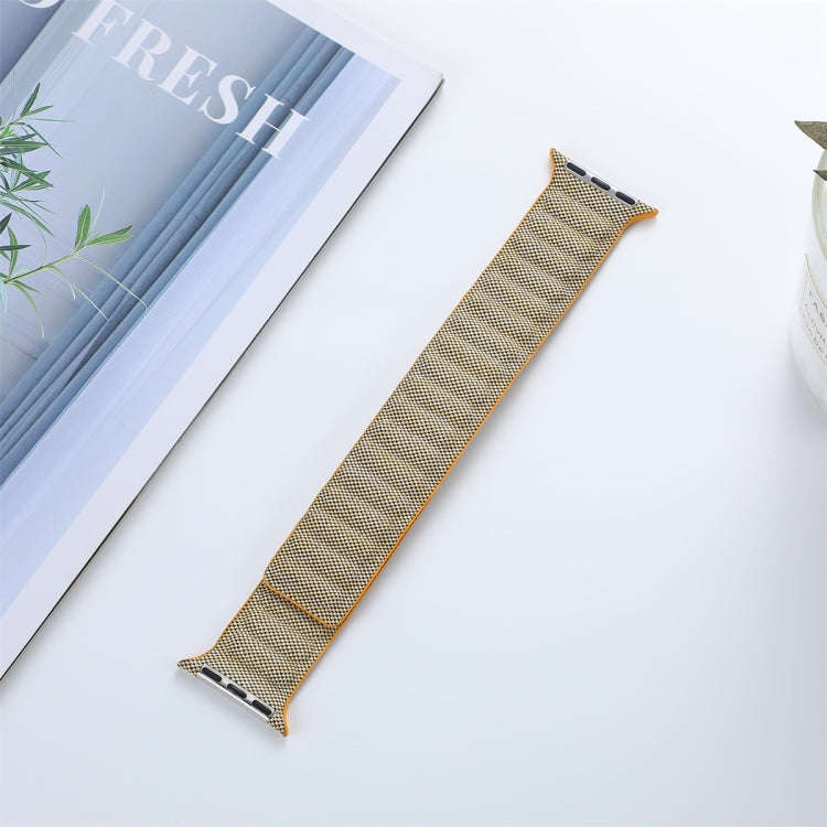 For  Apple Watch SE 2022 40mm Denim Magnetic Watch Band(Yellow)