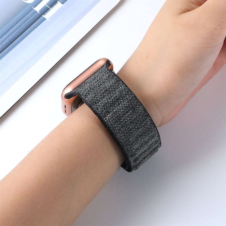 For Apple Watch 4 40mm Denim Magnetic Watch Band(Black)