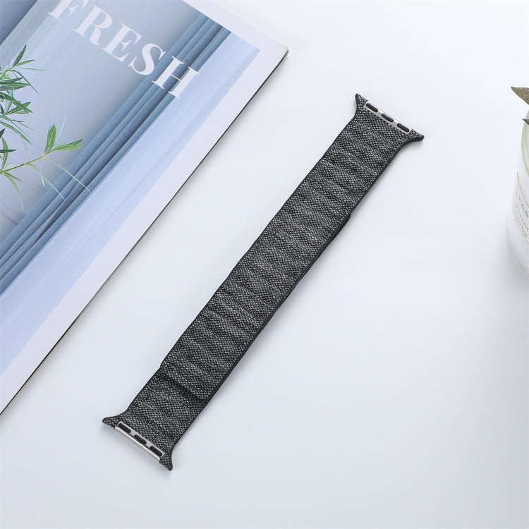 For Apple Watch 4 40mm Denim Magnetic Watch Band(Black)
