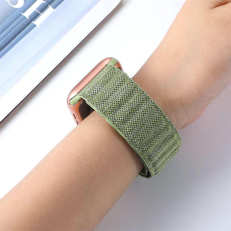 For Apple Watch 4 40mm Denim Magnetic Watch Band(Green)