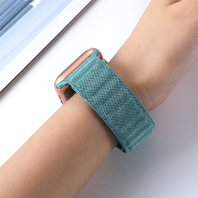 For Apple Watch 4 40mm Denim Magnetic Watch Band(Cyan)