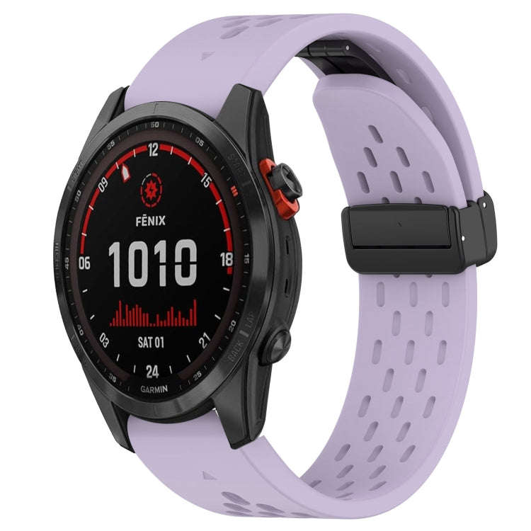 For Garmin Fenix 7S Solar Hole Folding Buckle 20mm Silicone Watch Band(Purple)