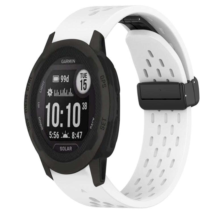 For Garmin Instinct 2S Hole Folding Buckle 20mm Silicone Watch Band(White)