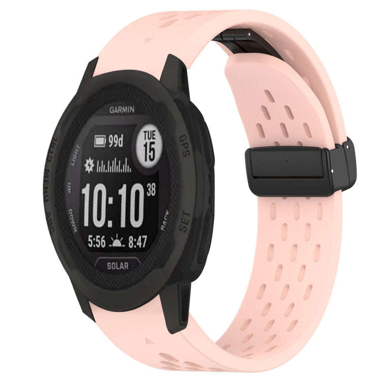 For Garmin Instinct 2S Hole Folding Buckle 20mm Silicone Watch Band(Pink)