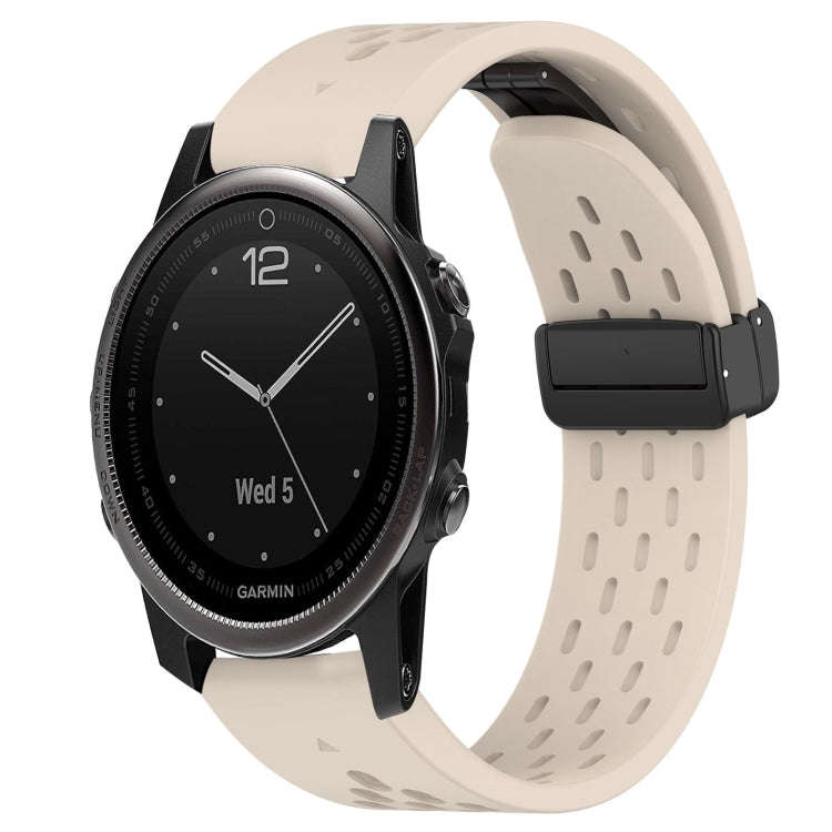 For Garmin Fenix 5S Hole Folding Buckle 20mm Silicone Watch Band(Starlight Color)
