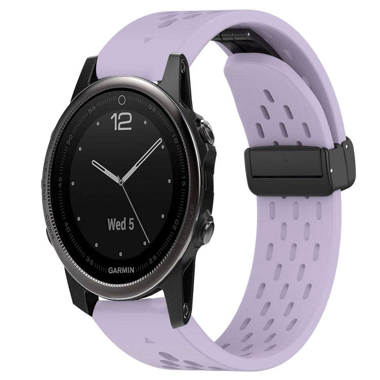 For Garmin Fenix 5S Hole Folding Buckle 20mm Silicone Watch Band(Purple)
