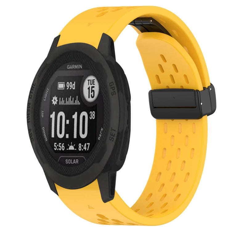 For Garmin  Instinct 2 Solar Hole Folding Buckle 22mm Silicone Watch Band(Yellow)