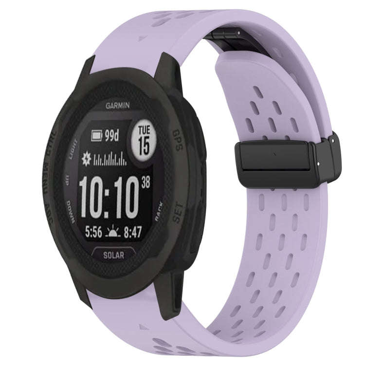 For Garmin  Instinct 2 Solar Hole Folding Buckle 22mm Silicone Watch Band(Purple)
