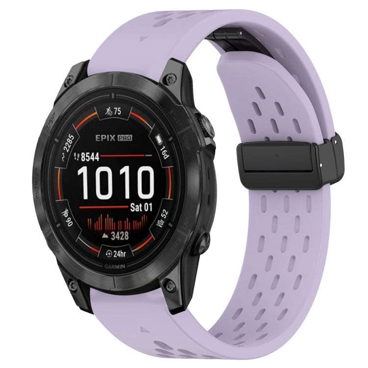 For Garmin Epix Pro 47mm Hole Folding Buckle 22mm Silicone Watch Band(Purple)