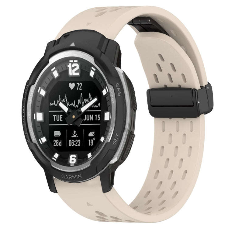 For Garmin Instinct Crossover Hole Folding Buckle 22mm Silicone Watch Band(Starlight Color)