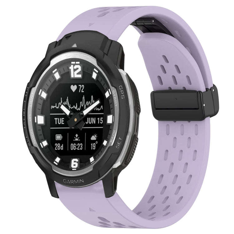 For Garmin Instinct Crossover Hole Folding Buckle 22mm Silicone Watch Band(Purple)