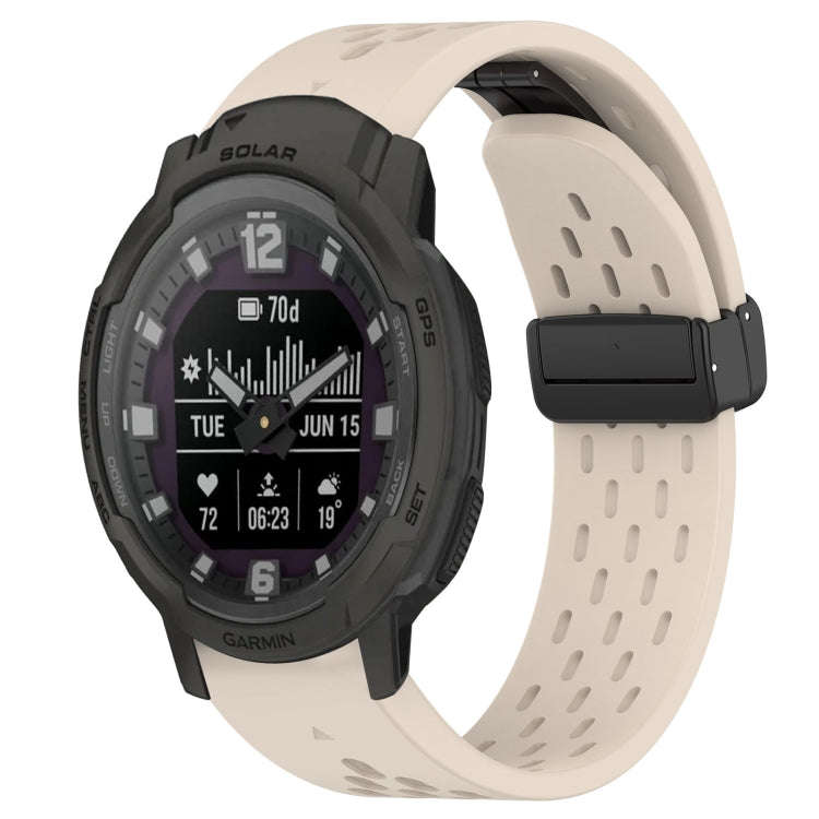 For Garmin Instinct Crossover Solar Hole Folding Buckle 22mm Silicone Watch Band(Starlight Color)