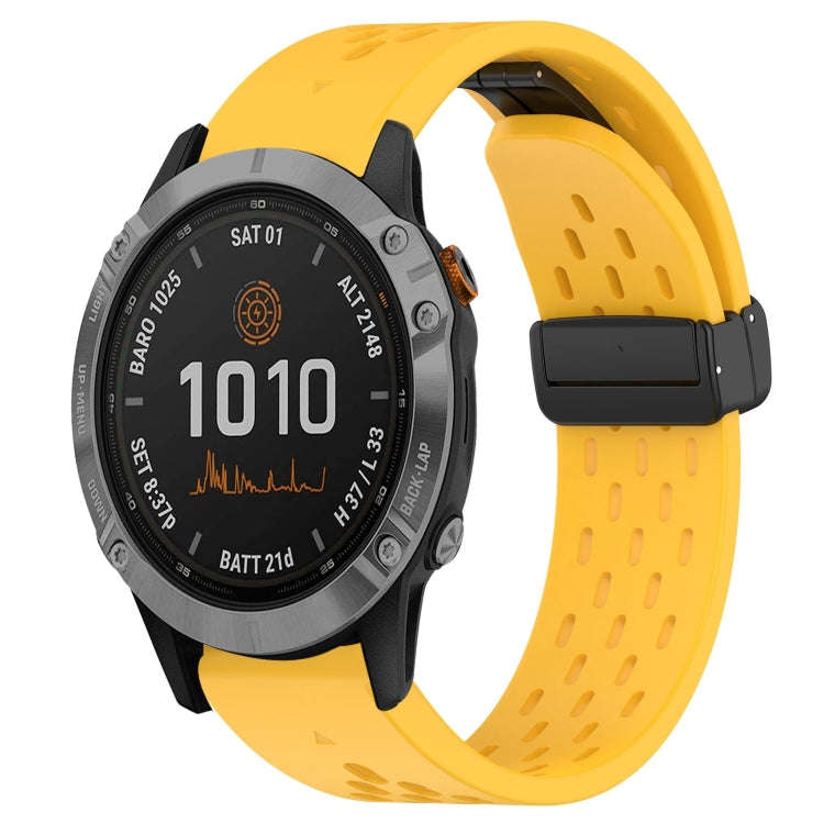 For Garmin Fenix 7 Hole Folding Buckle 22mm Silicone Watch Band(Yellow)