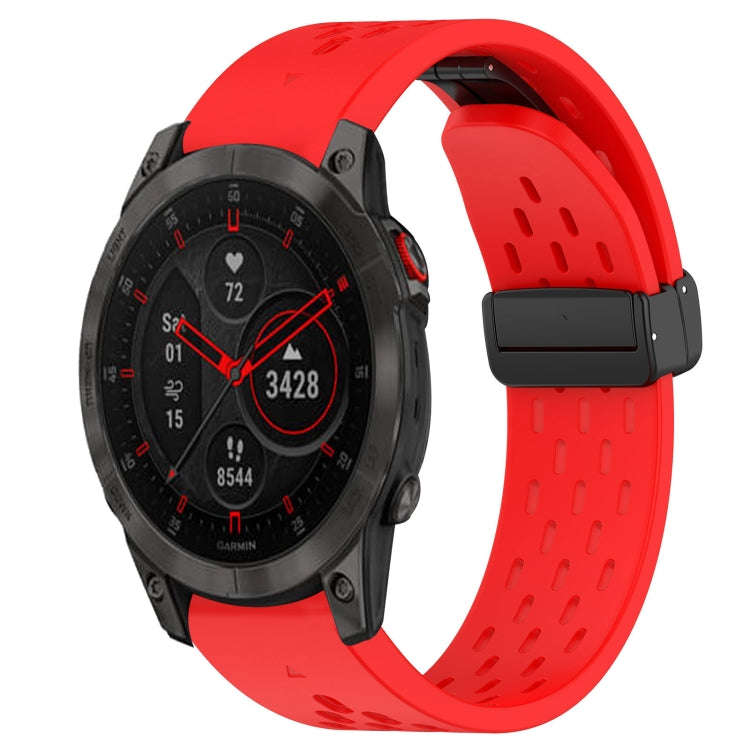 For Garmin Epix Gen 2 Hole Folding Buckle 22mm Silicone Watch Band(Red)