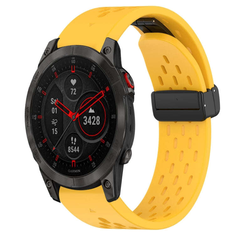 For Garmin Epix Gen 2 Hole Folding Buckle 22mm Silicone Watch Band(Yellow)