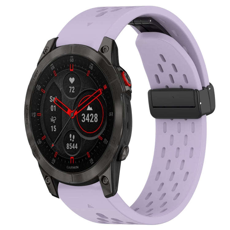 For Garmin Epix Gen 2 Hole Folding Buckle 22mm Silicone Watch Band(Purple)