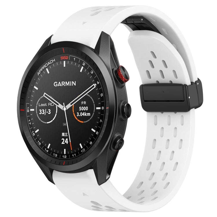 For Garmin Approach S62 Hole Folding Buckle 22mm Silicone Watch Band(White)