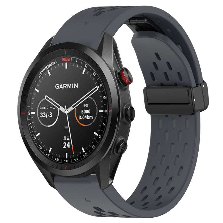 For Garmin Approach S62 Hole Folding Buckle 22mm Silicone Watch Band(Dark Gray)
