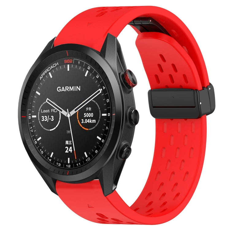 For Garmin Approach S62 Hole Folding Buckle 22mm Silicone Watch Band(Red)