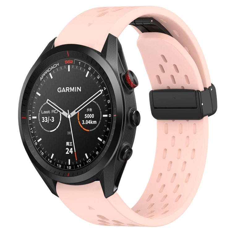 For Garmin Approach S62 Hole Folding Buckle 22mm Silicone Watch Band(Pink)