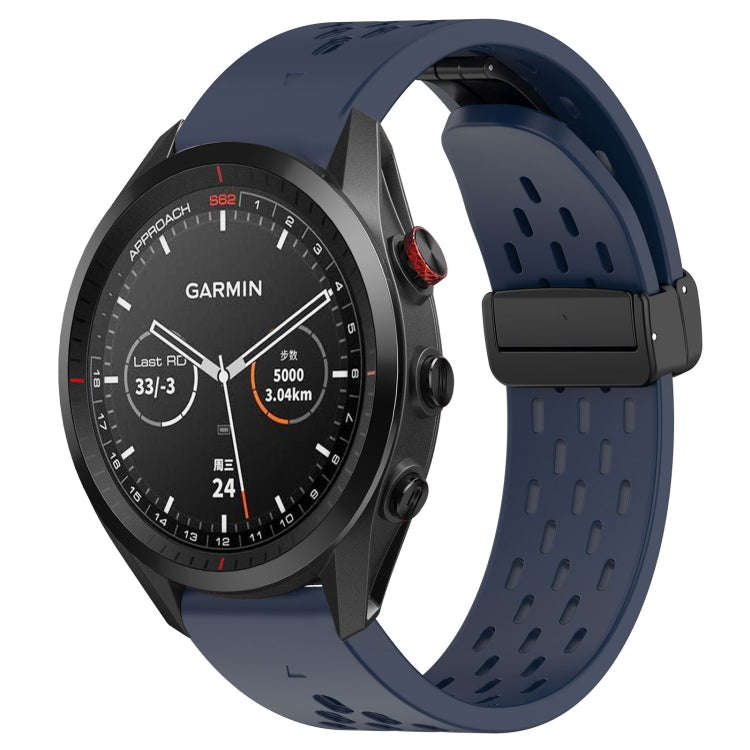 For Garmin Approach S62 Hole Folding Buckle 22mm Silicone Watch Band(Midnight Blue)