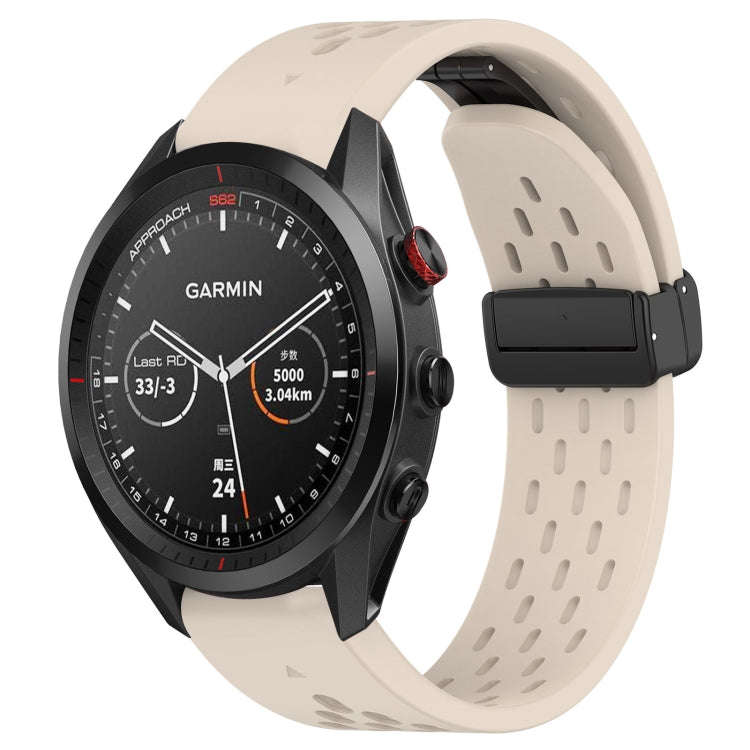 For Garmin Approach S62 Hole Folding Buckle 22mm Silicone Watch Band(Starlight Color)