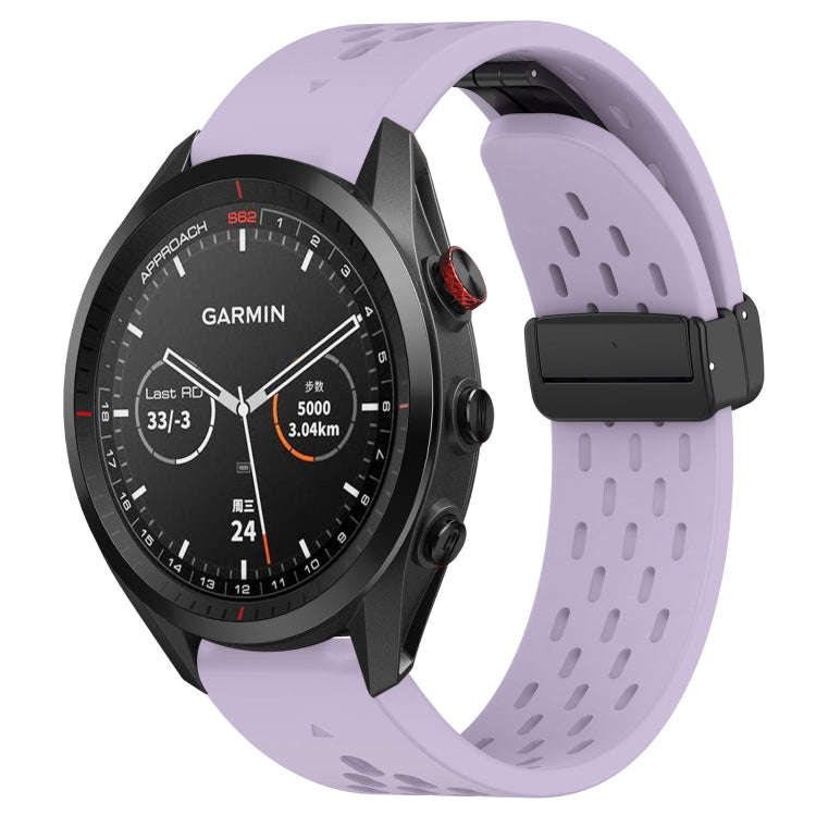 For Garmin Approach S62 Hole Folding Buckle 22mm Silicone Watch Band(Purple)