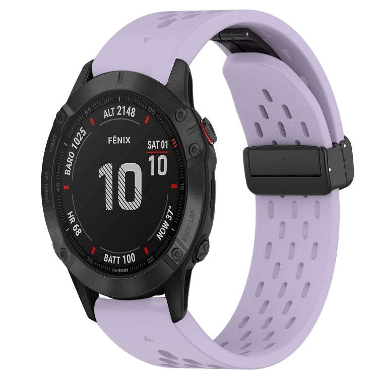 For Garmin Fenix 6 GPS Hole Folding Buckle 22mm Silicone Watch Band(Purple)