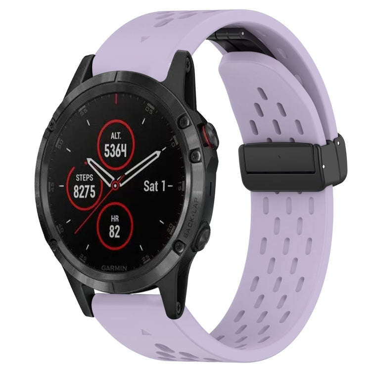 For Garmin Fenix 5 Hole Folding Buckle 22mm Silicone Watch Band(Purple)