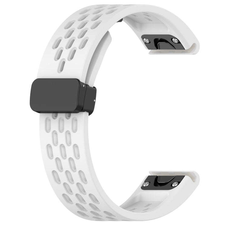 For Garmin Fenix 5 Plus Hole Folding Buckle 22mm Silicone Watch Band(White)