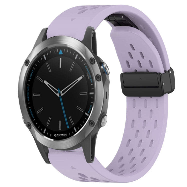 For Garmin Quatix 5 Hole Folding Buckle 22mm Silicone Watch Band(Purple)