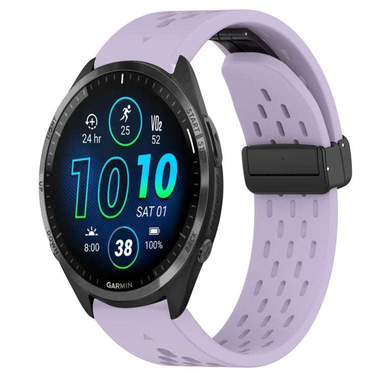 For Garmin Forerunner 965 Hole Folding Buckle 22mm Silicone Watch Band(Purple)