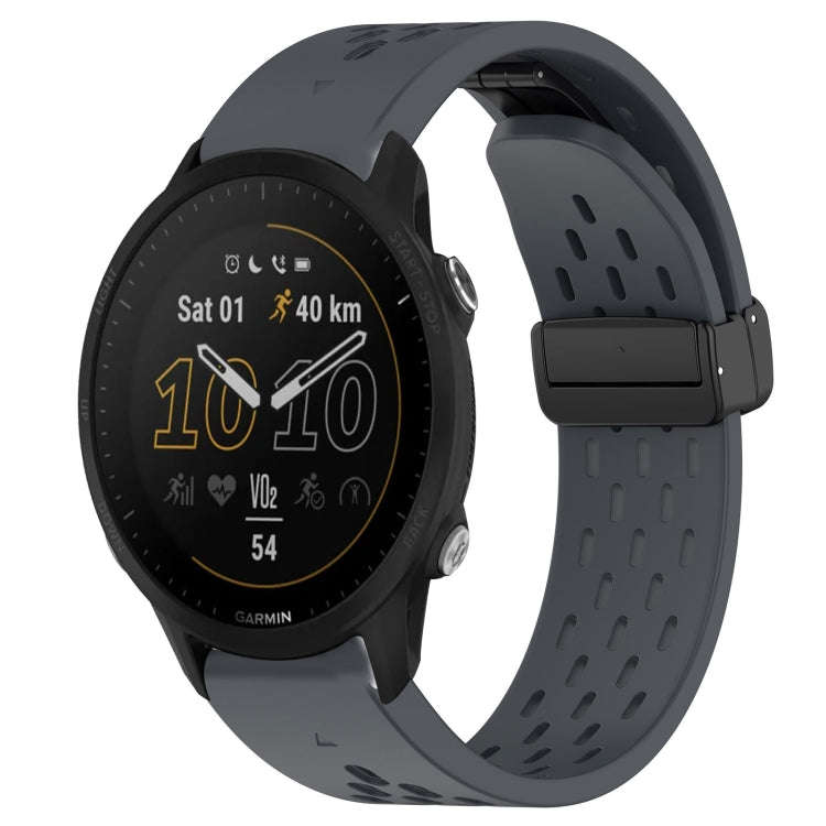 For Garmin Forerunner 955 Hole Folding Buckle 22mm Silicone Watch Band(Dark Gray)