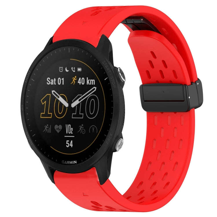 For Garmin Forerunner 955 Hole Folding Buckle 22mm Silicone Watch Band(Red)