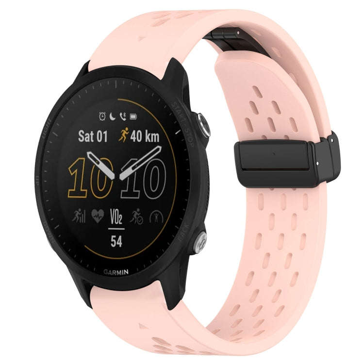 For Garmin Forerunner 955 Hole Folding Buckle 22mm Silicone Watch Band(Pink)