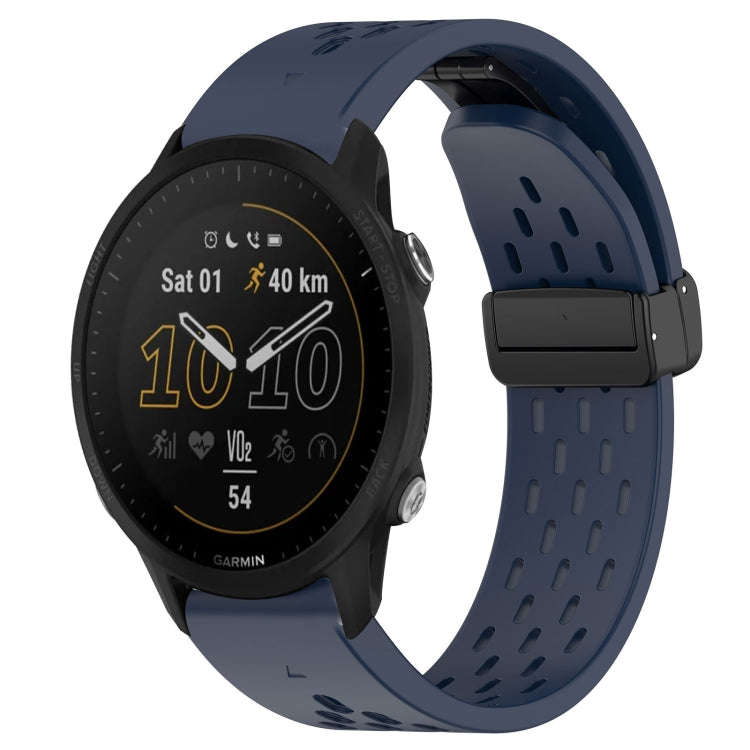 For Garmin Forerunner 955 Hole Folding Buckle 22mm Silicone Watch Band(Midnight Blue)