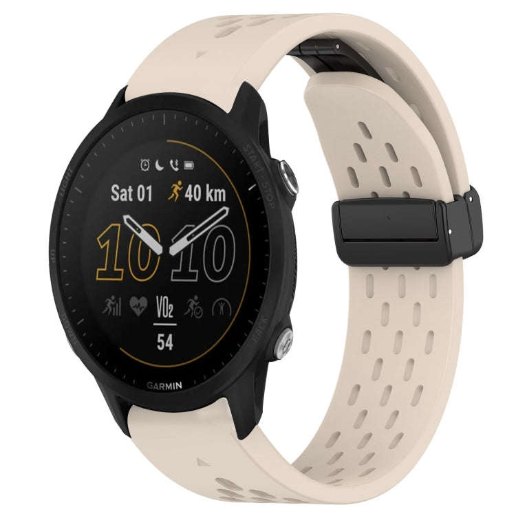 For Garmin Forerunner 955 Hole Folding Buckle 22mm Silicone Watch Band(Starlight Color)