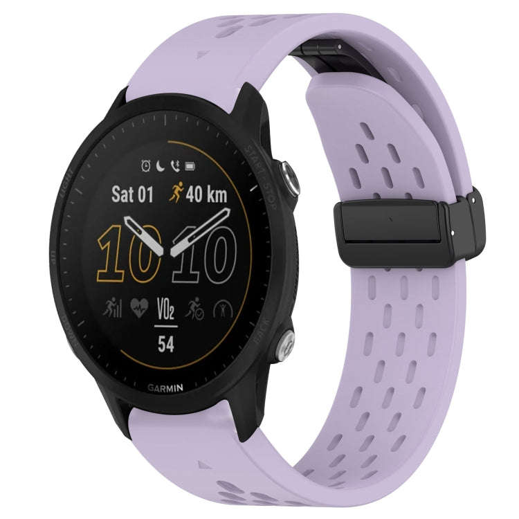 For Garmin Forerunner 955 Hole Folding Buckle 22mm Silicone Watch Band(Purple)
