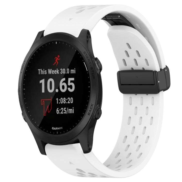 For Garmin Forerunner 945 Hole Folding Buckle 22mm Silicone Watch Band(White)