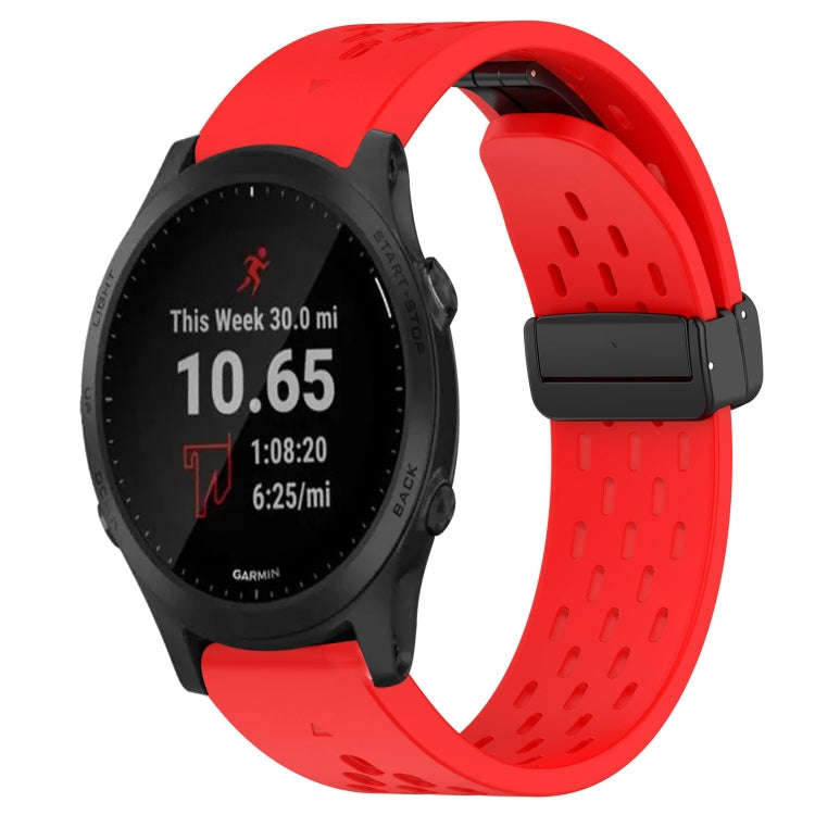 For Garmin Forerunner 945 Hole Folding Buckle 22mm Silicone Watch Band(Red)