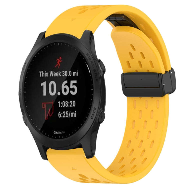 For Garmin Forerunner 945 Hole Folding Buckle 22mm Silicone Watch Band(Yellow)