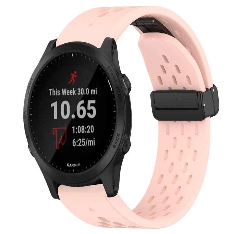For Garmin Forerunner 945 Hole Folding Buckle 22mm Silicone Watch Band(Pink)