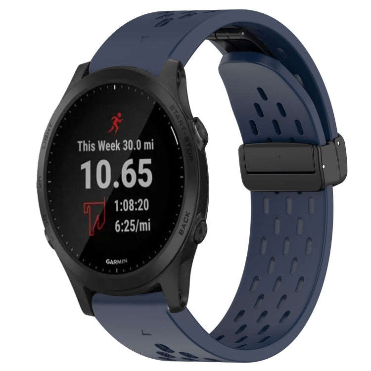 For Garmin Forerunner 945 Hole Folding Buckle 22mm Silicone Watch Band(Midnight Blue)