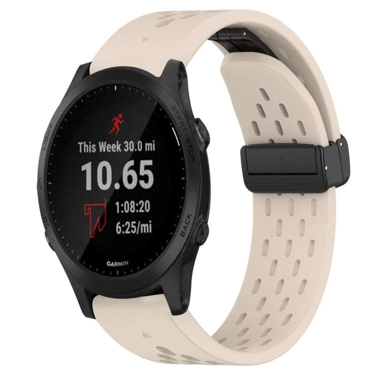 For Garmin Forerunner 945 Hole Folding Buckle 22mm Silicone Watch Band(Starlight Color)