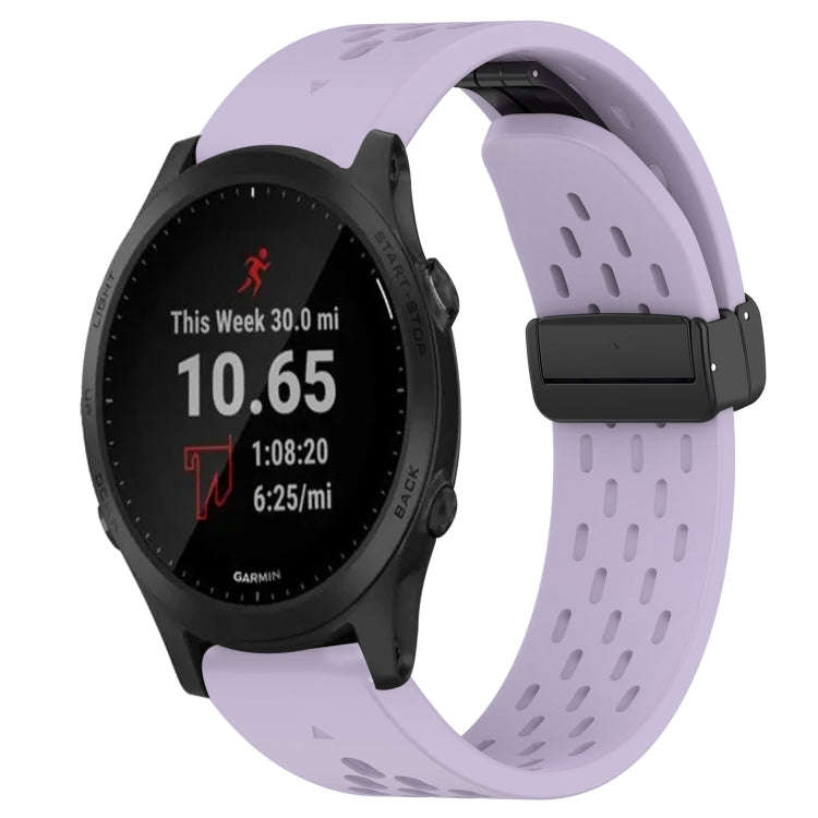 For Garmin Forerunner 945 Hole Folding Buckle 22mm Silicone Watch Band(Purple)
