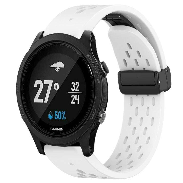 For Garmin Forerunner 935 Hole Folding Buckle 22mm Silicone Watch Band(White)