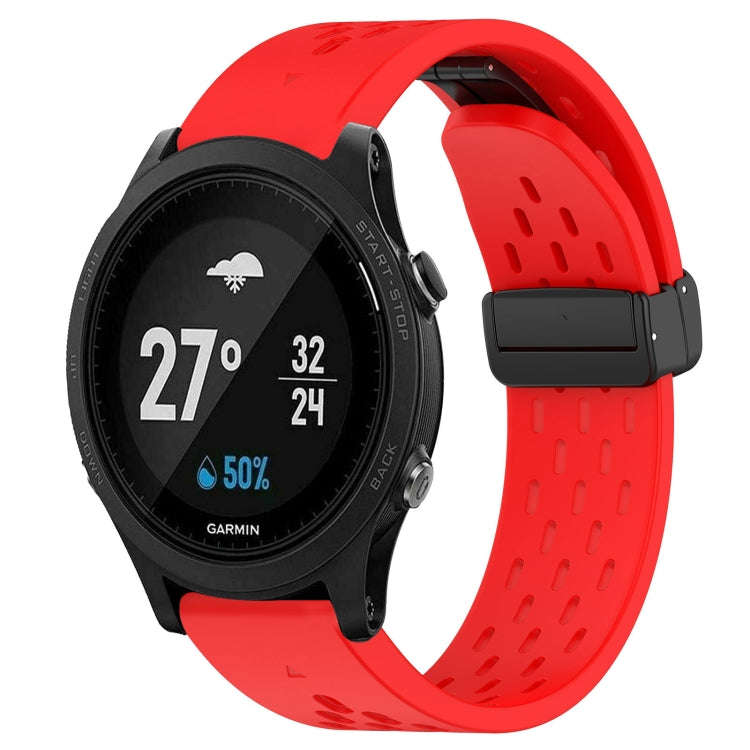 For Garmin Forerunner 935 Hole Folding Buckle 22mm Silicone Watch Band(Red)