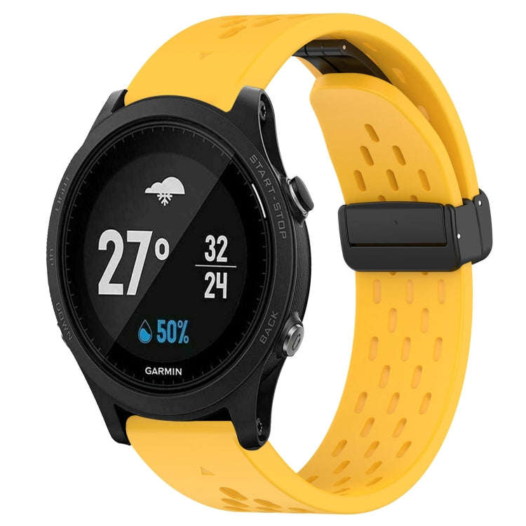 For Garmin Forerunner 935 Hole Folding Buckle 22mm Silicone Watch Band(Yellow)