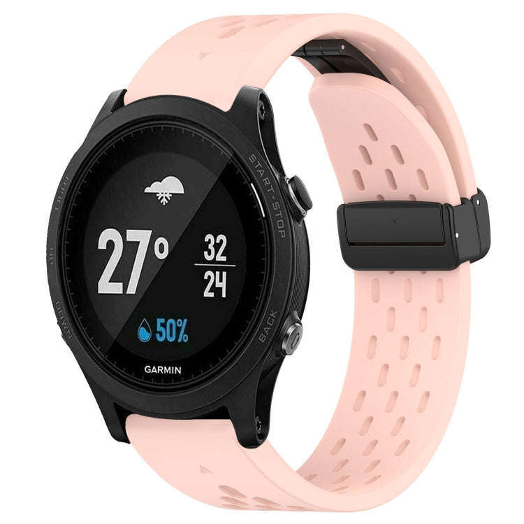 For Garmin Forerunner 935 Hole Folding Buckle 22mm Silicone Watch Band(Pink)